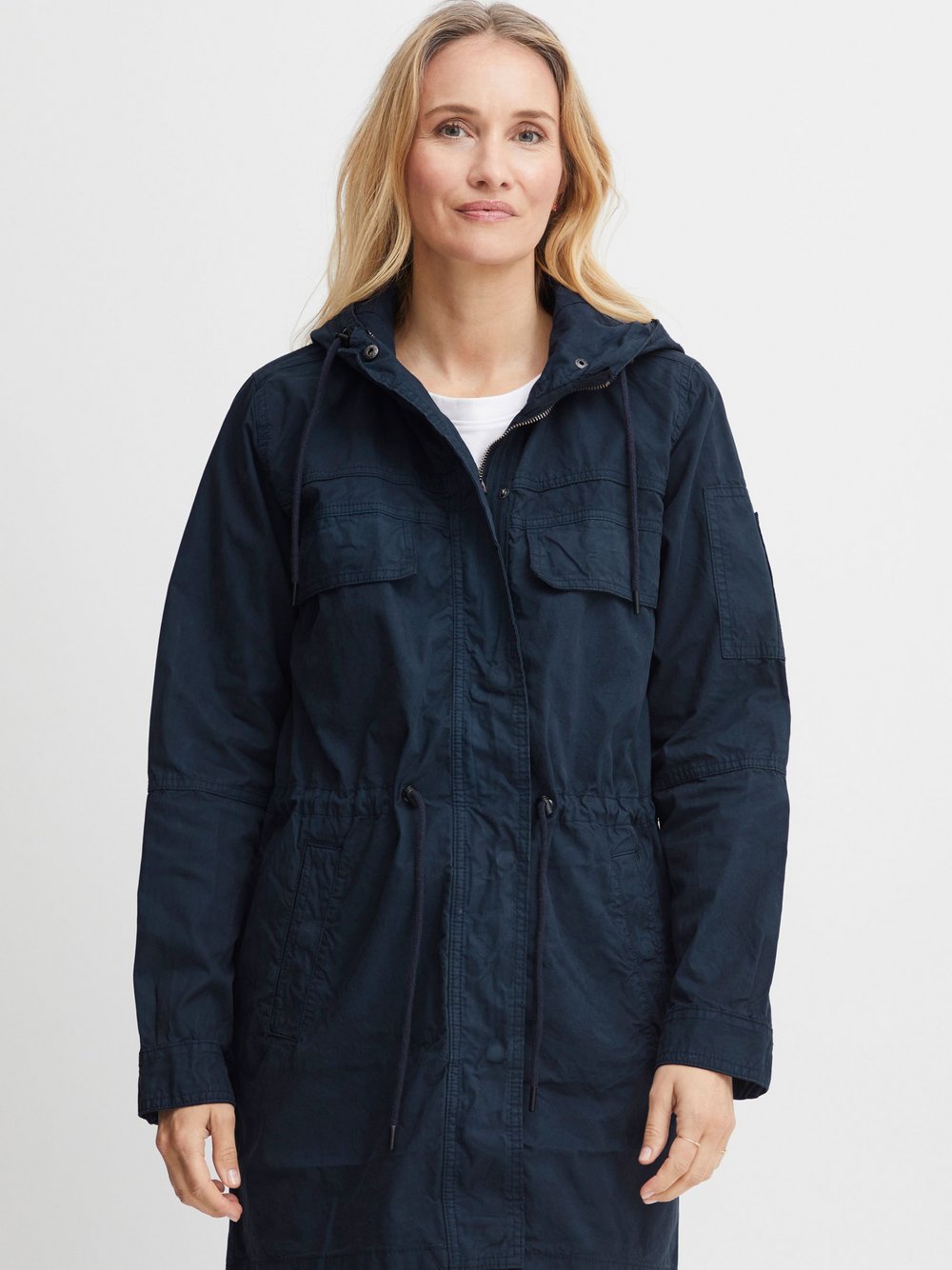 fransa Parka Damen Baumwolle blau, XS