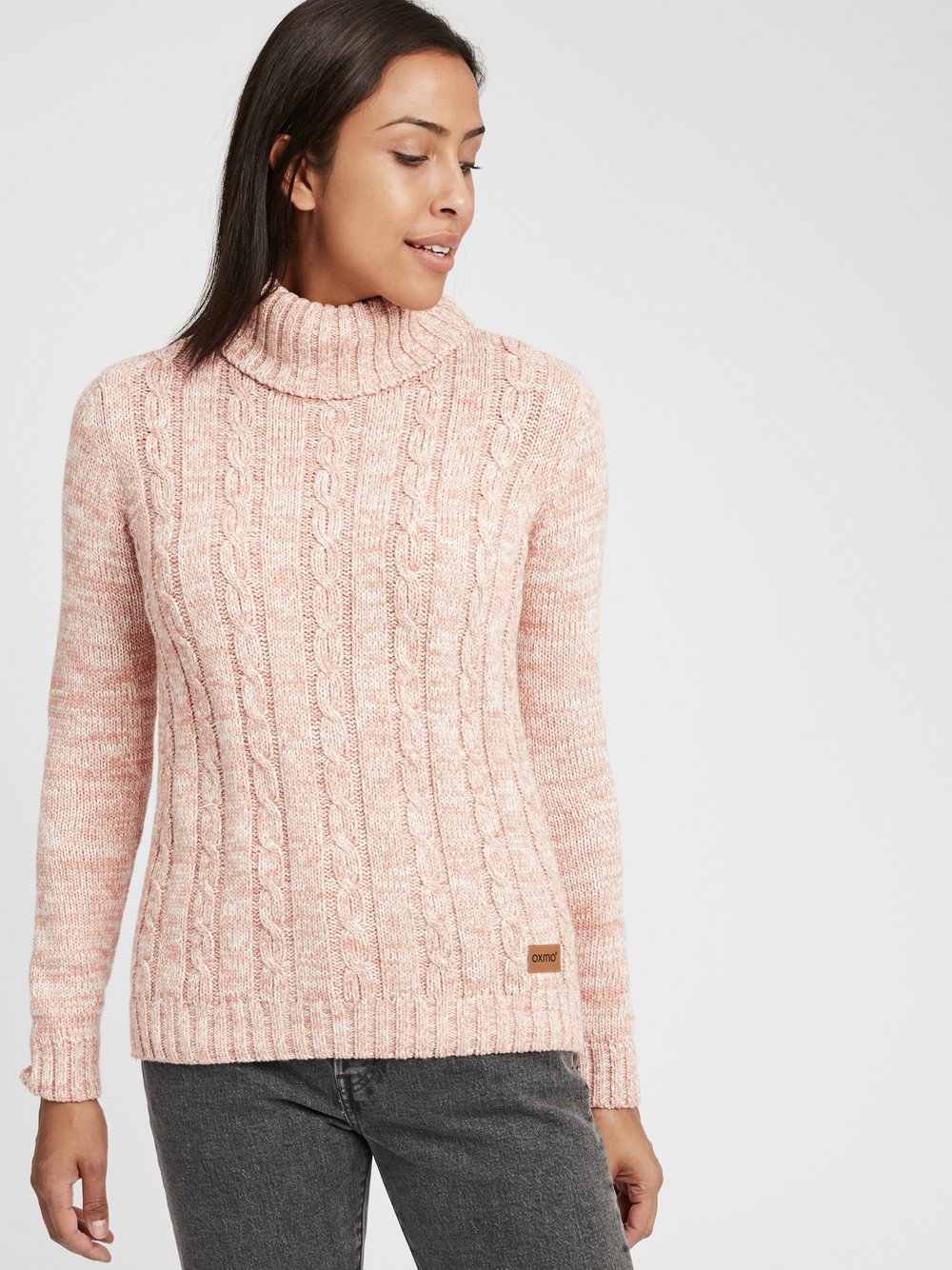 OXMO Rollkragenpullover Damen Baumwolle rosa, XXL