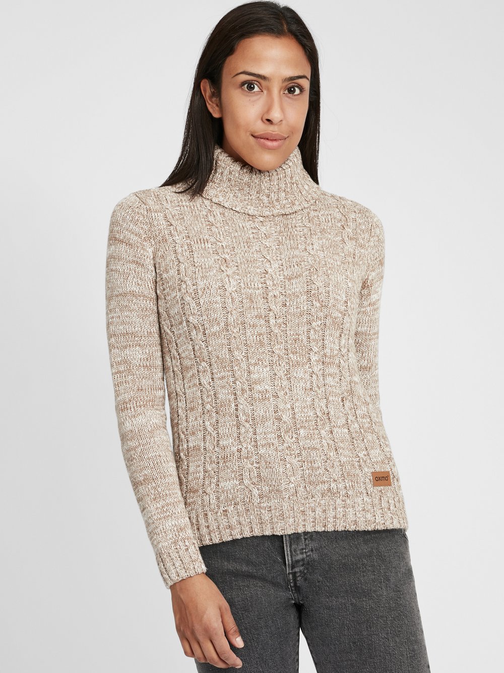 Thumbnail - OXMO Rollkragenpullover Damen Baumwolle beige, XXL