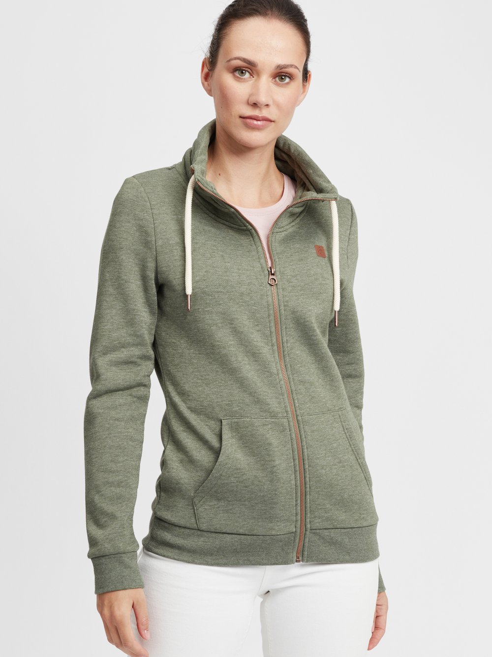 Thumbnail - OXMO Strickjacke Damen Baumwolle grün, XL