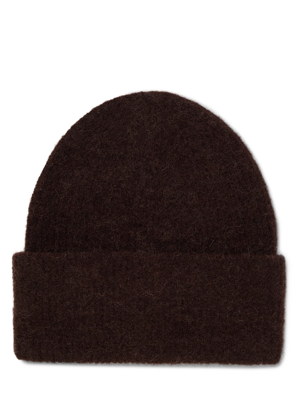 Samsøe Samsøe Strickmütze mit Alpaka- und Merino-Anteil Damen Rippe braun, ONE SIZE