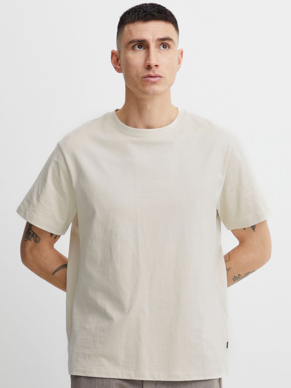 Solid T-Shirt Herren Baumwolle beige, XXXL