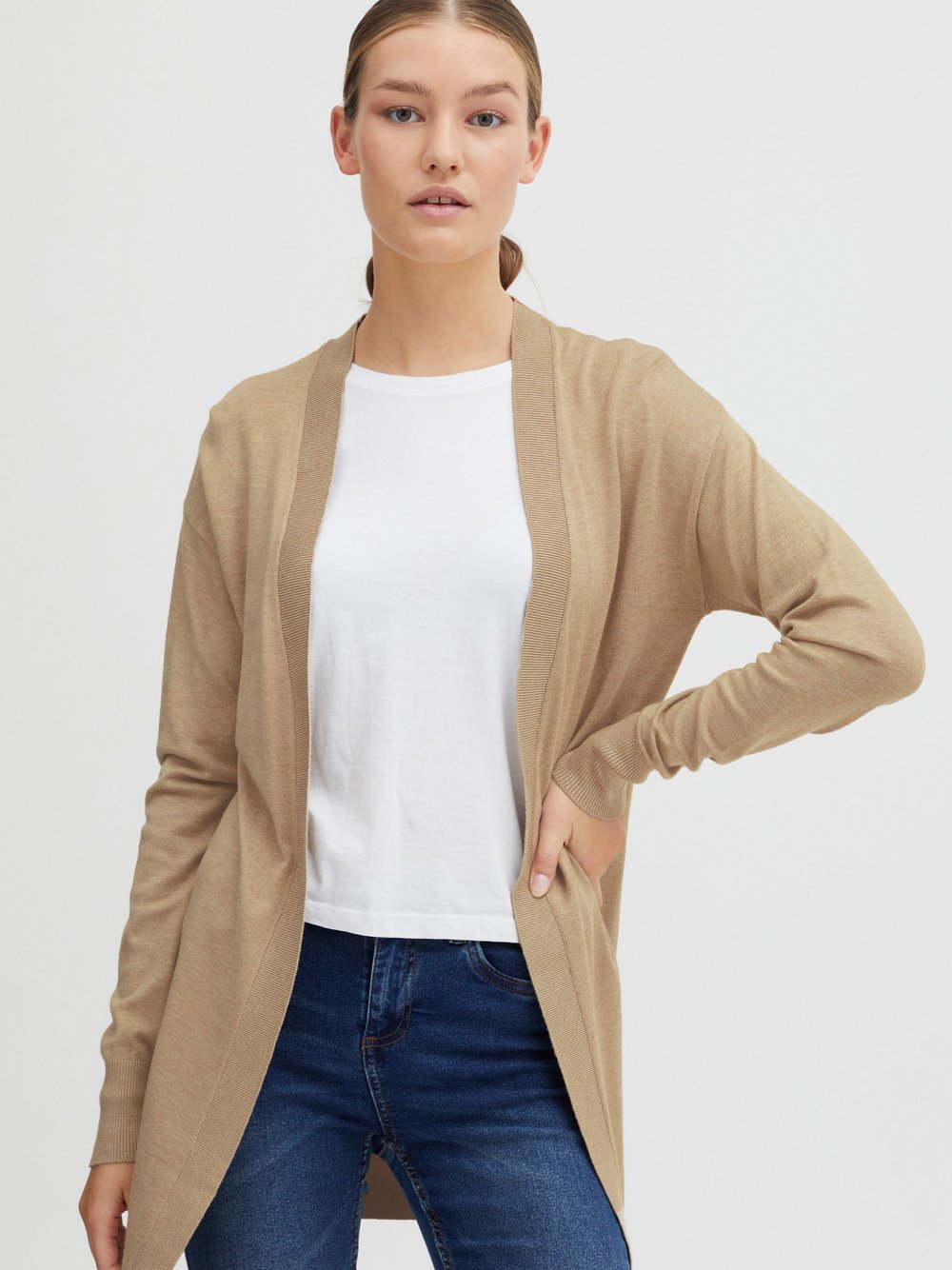 OXMO Strickjacke Damen Viskose beige, XL