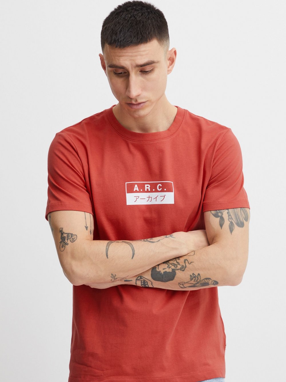 Solid T-Shirt Herren Baumwolle rot bedruckt, XXL