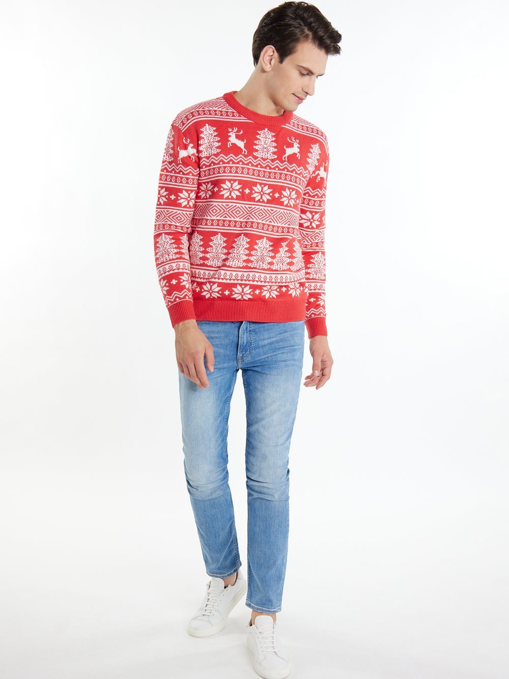 Mo X-Mas-Pullover Herren rot kariert, L