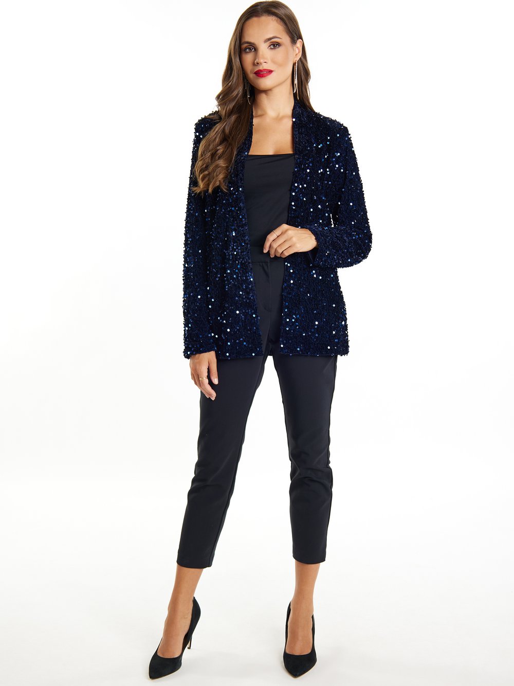 Faina Blazer mit Pailletten Damen blau, M