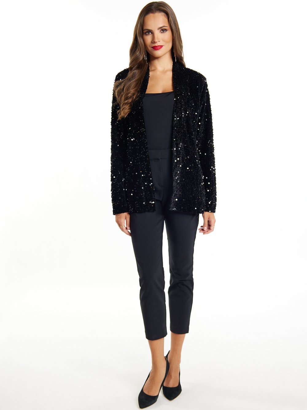 Faina Blazer mit Pailletten Damen schwarz, L