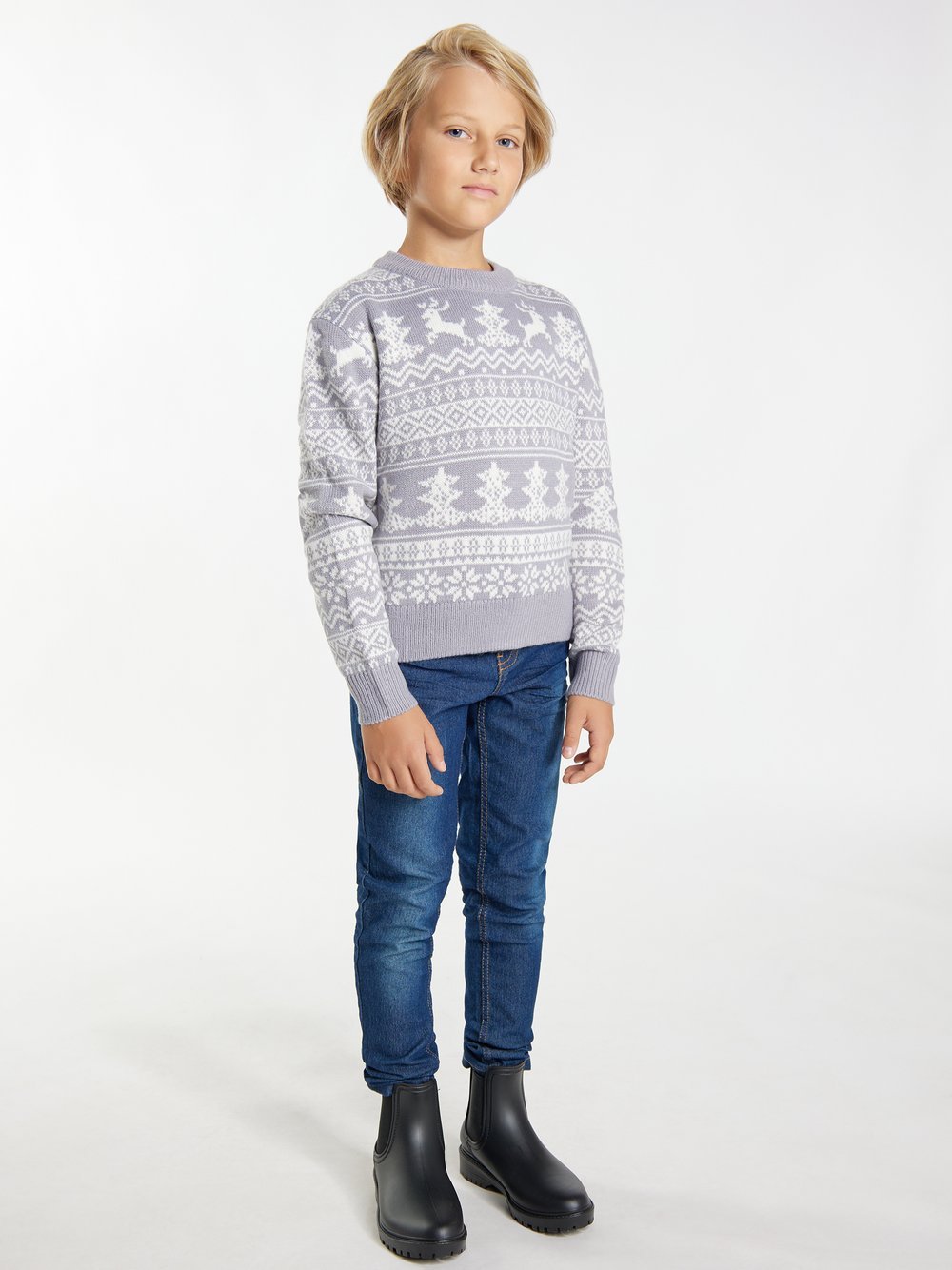 Mo (Kids) Pullover Jungen grau gemustert, 122