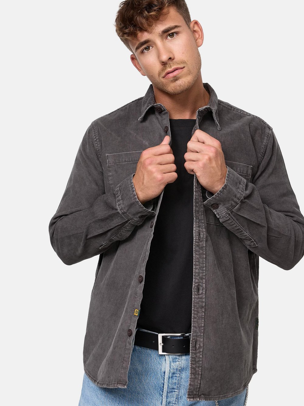 Indicode Hemd Langarm Herren Regular Fit Baumwolle grau, M