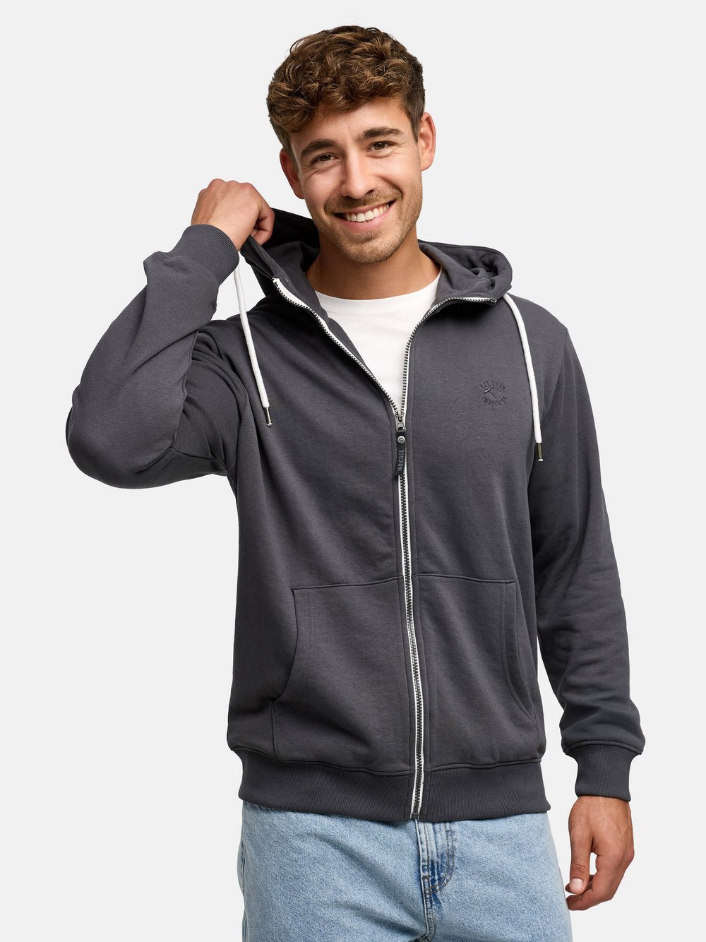 Indicode Sweatjacke Herren Baumwolle grau, L