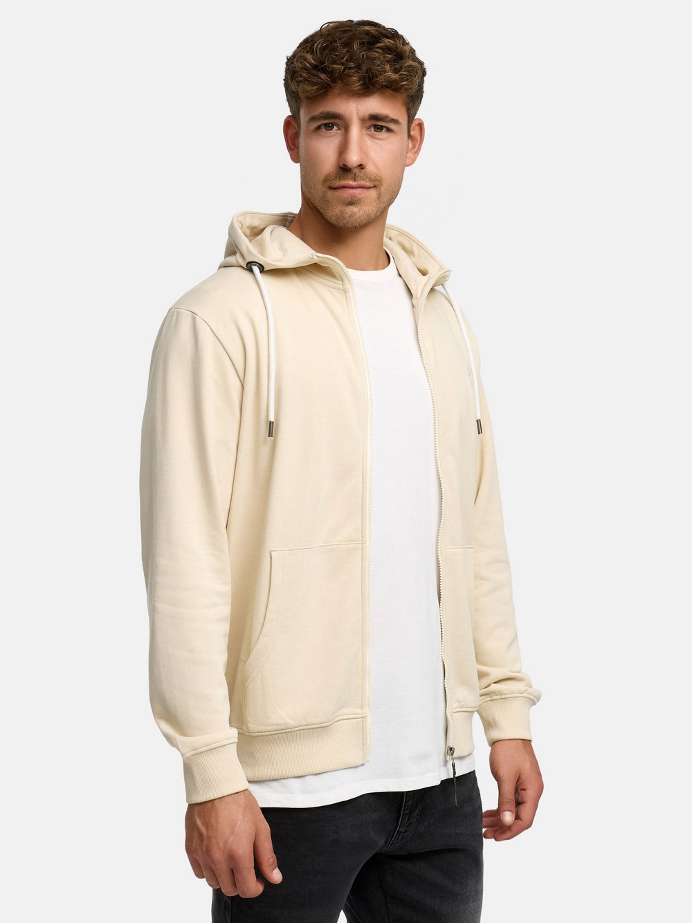 Indicode Sweatjacke Herren Baumwolle beige, XXXL