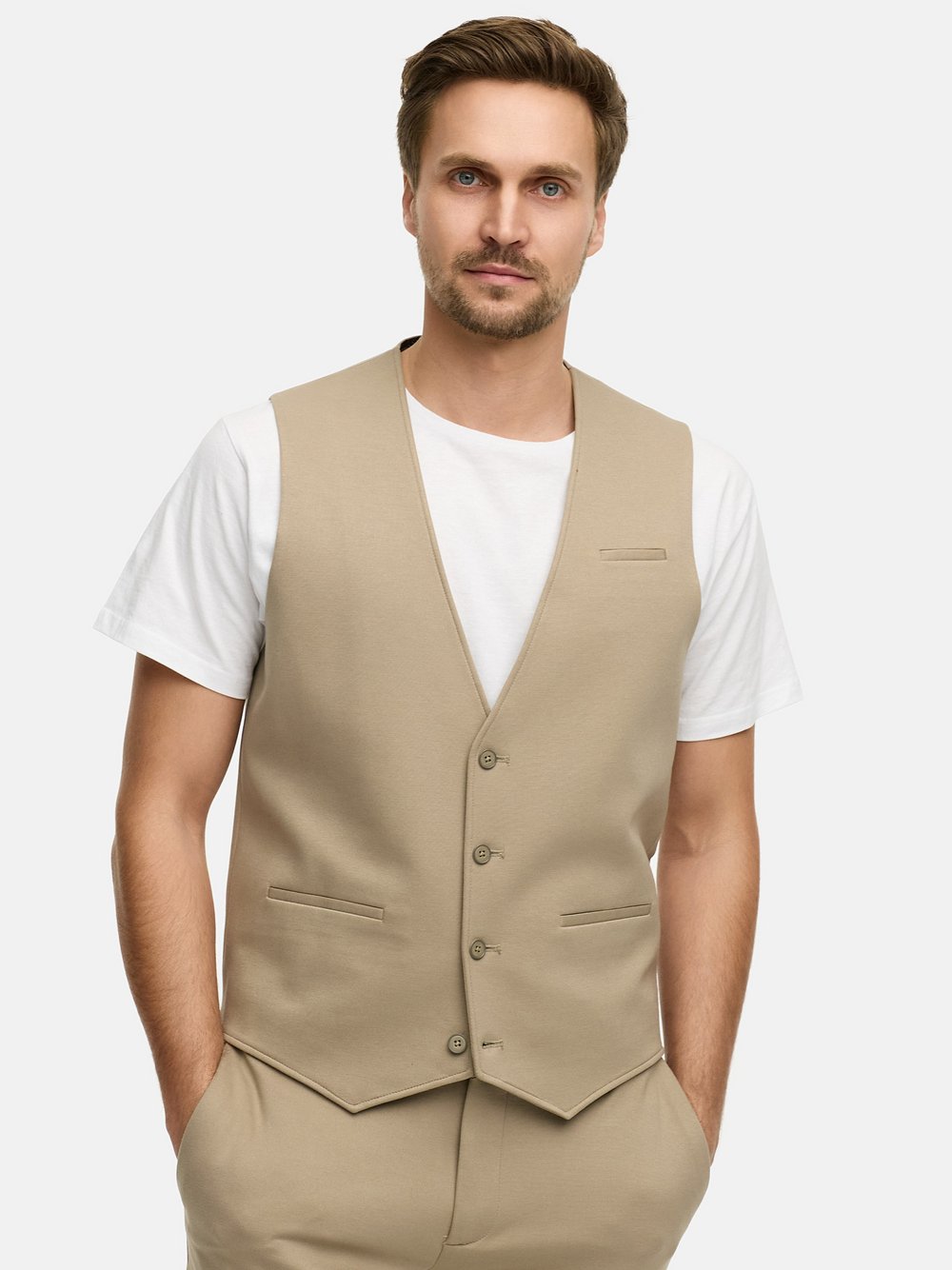 Jeff Anzugweste Herren Slim Fit Jersey grau, 46