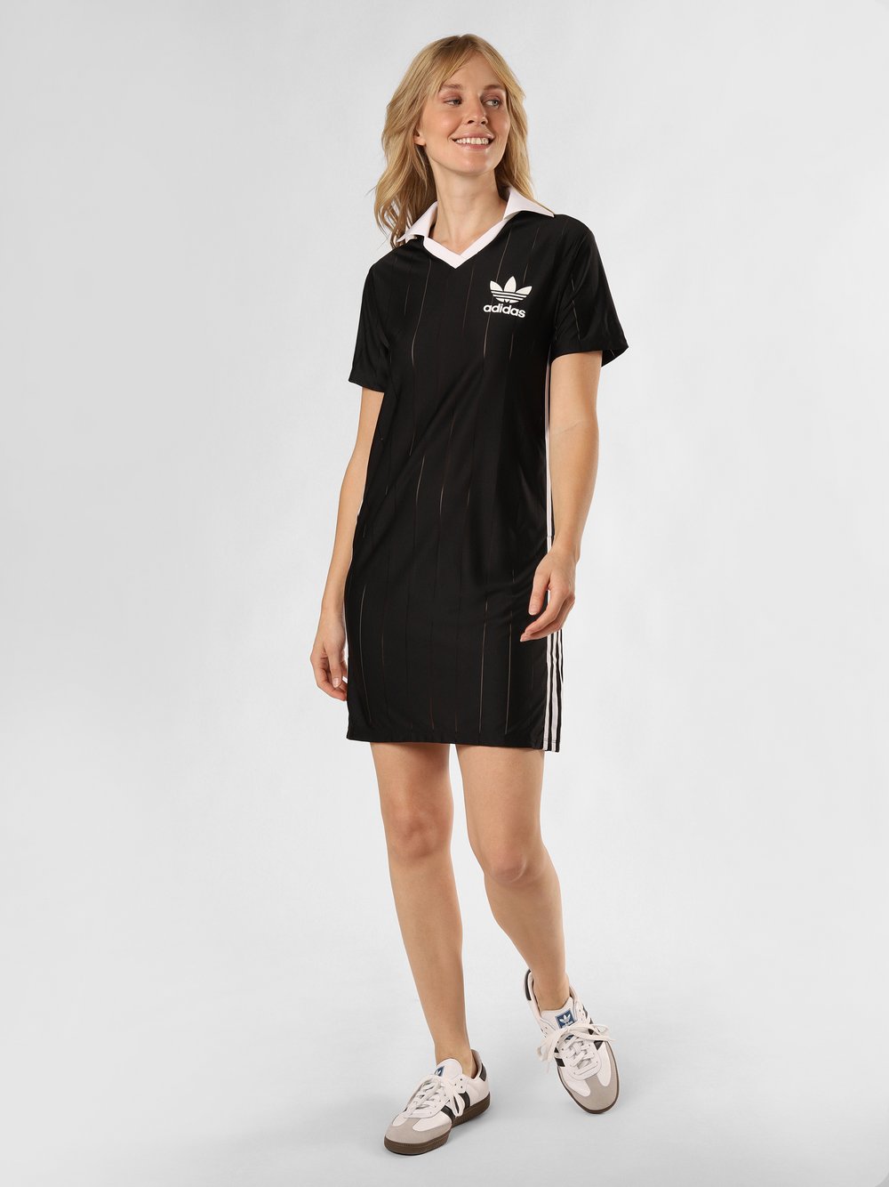 adidas Originals Kleid Damen schwarz gestreift, M