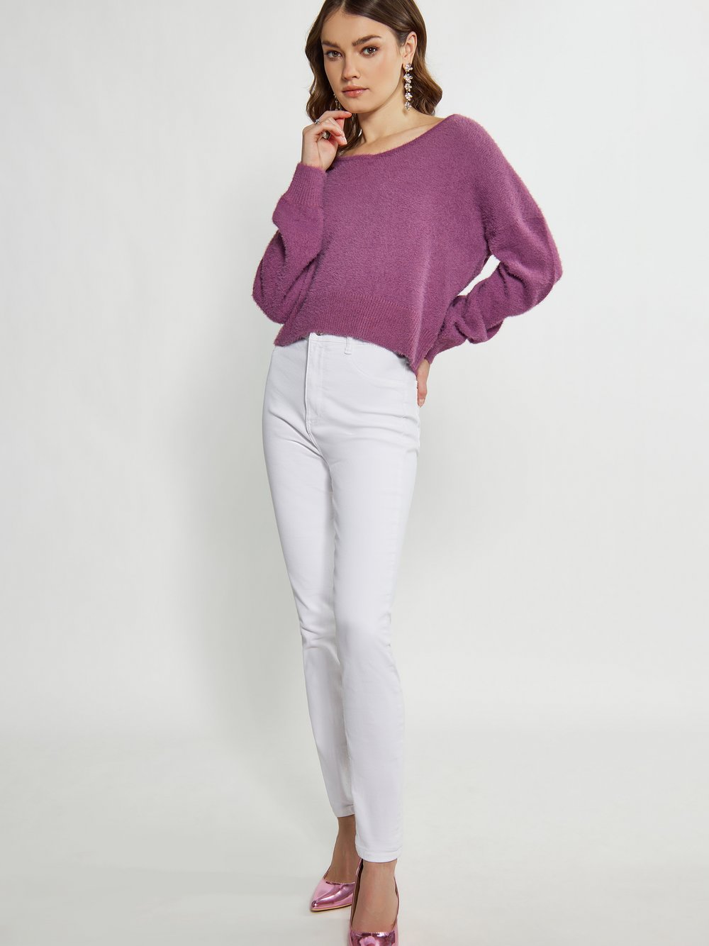 Faina Strick Pullover Damen lila, XS