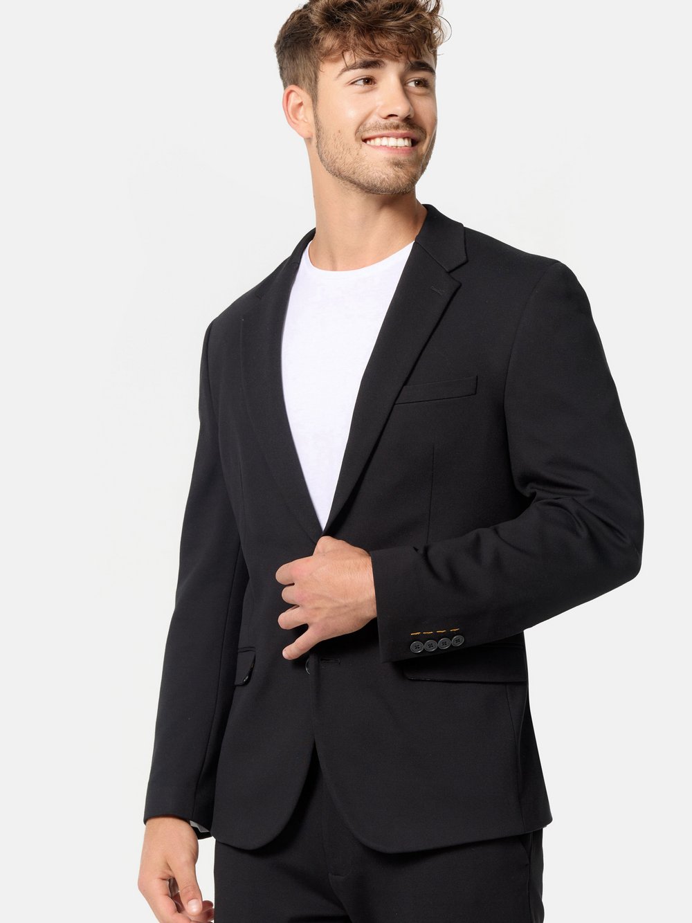 Jeff Sakko Herren Slim Fit Jersey schwarz, 58