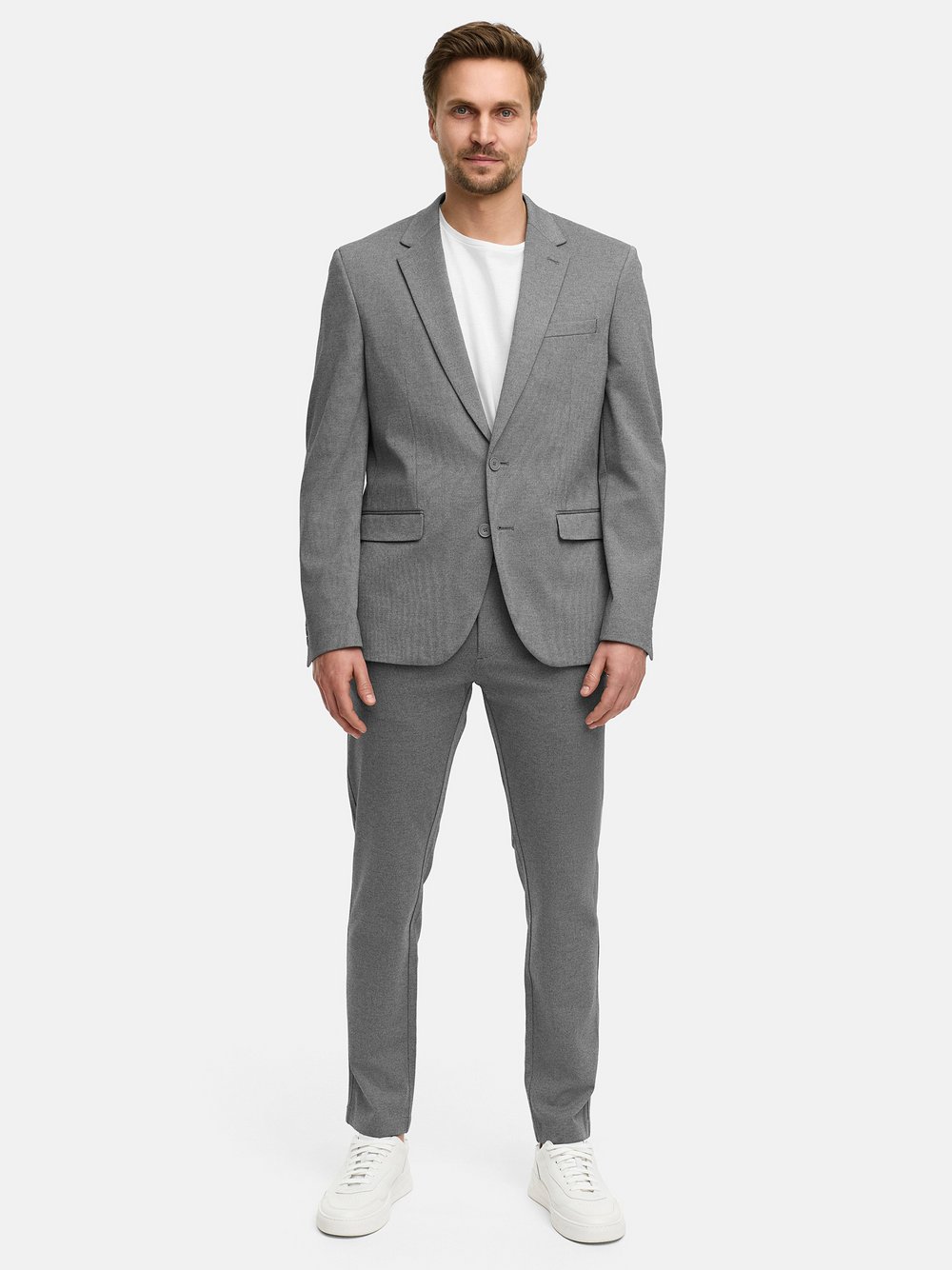 Jeff Anzug 2-Teiler Herren Slim Fit Jersey grau, 48