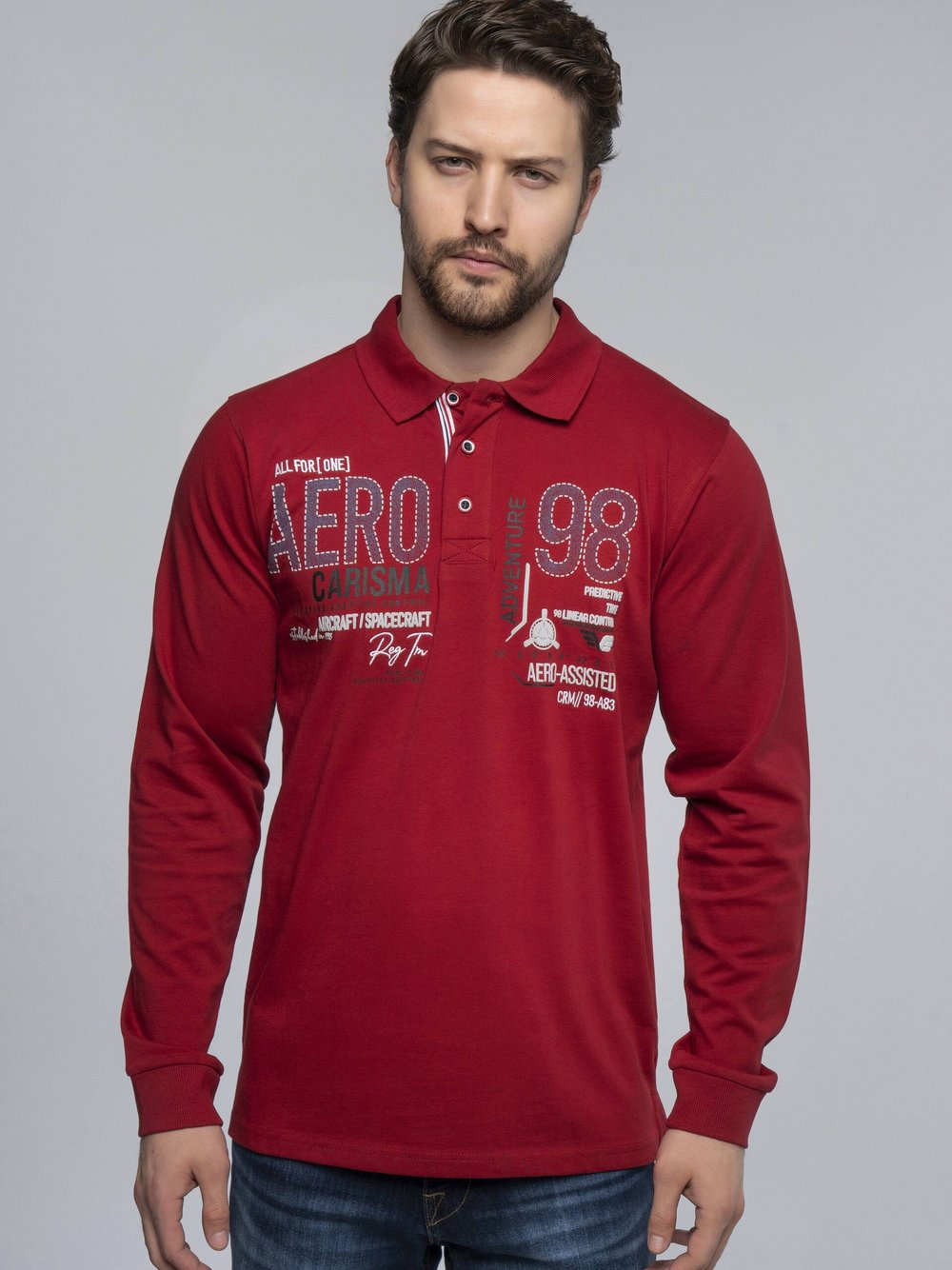 Thumbnail - Carisma Longsleeve Herren Baumwolle rot, XXL
