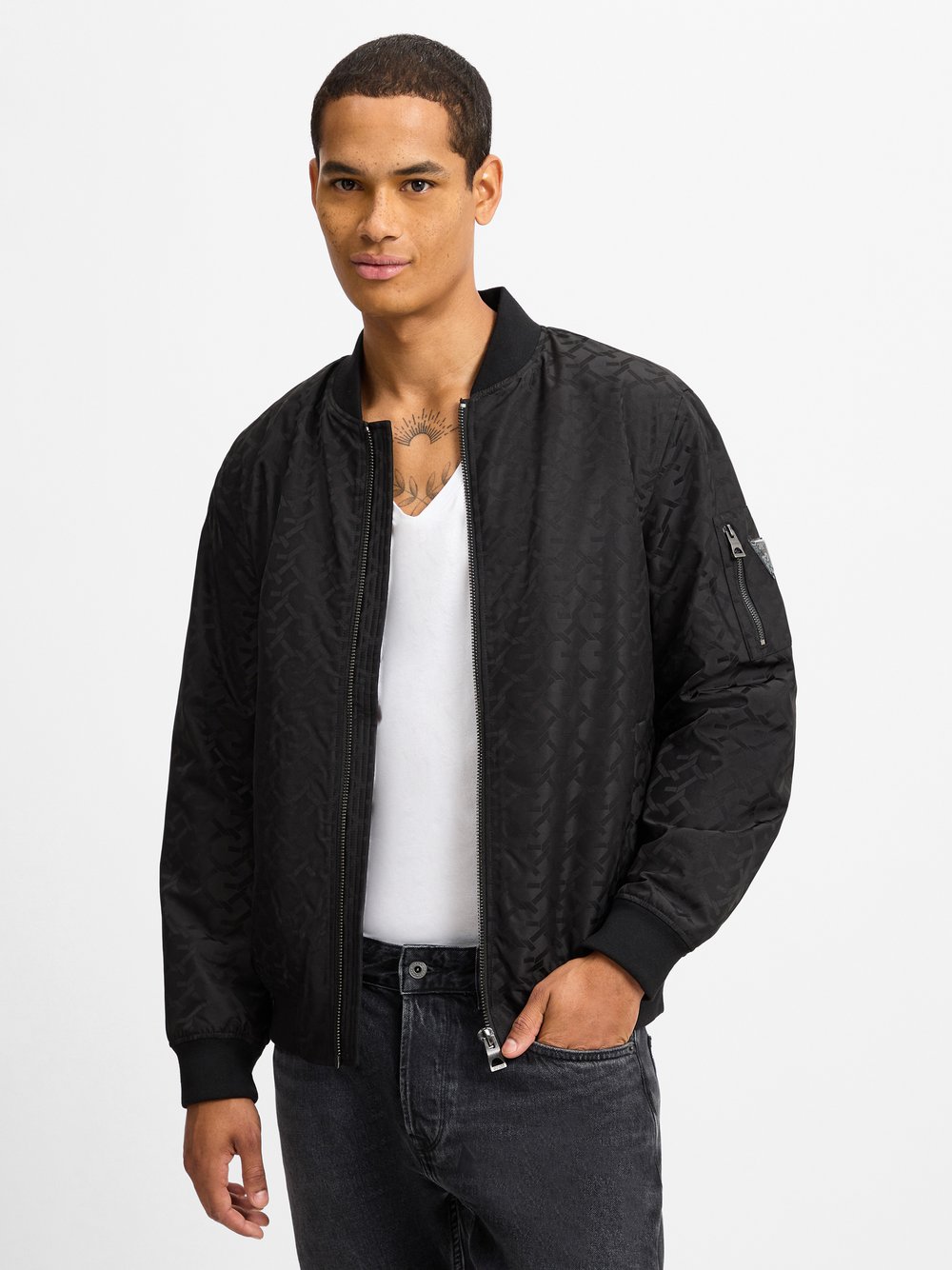 GUESS Blouson Herren schwarz gemustert, L