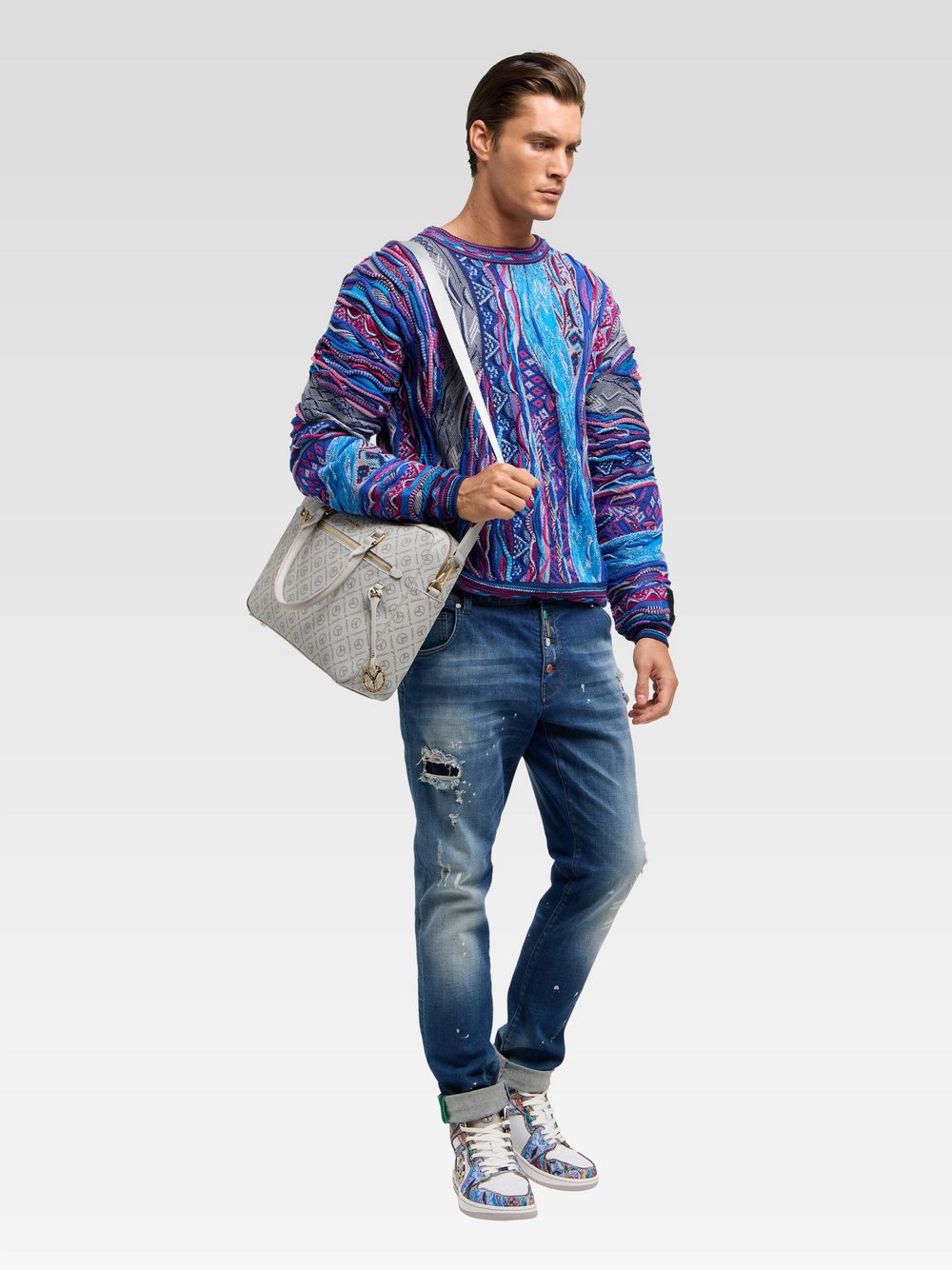 Carlo Colucci Laptoptasche  Herren grau bedruckt, ONE SIZE