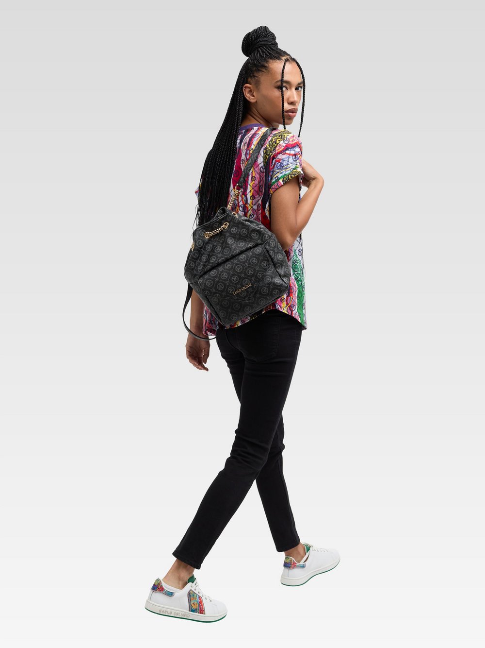 Carlo Colucci Cityrucksack  Damen Kunstleder schwarz gemustert, ONE SIZE