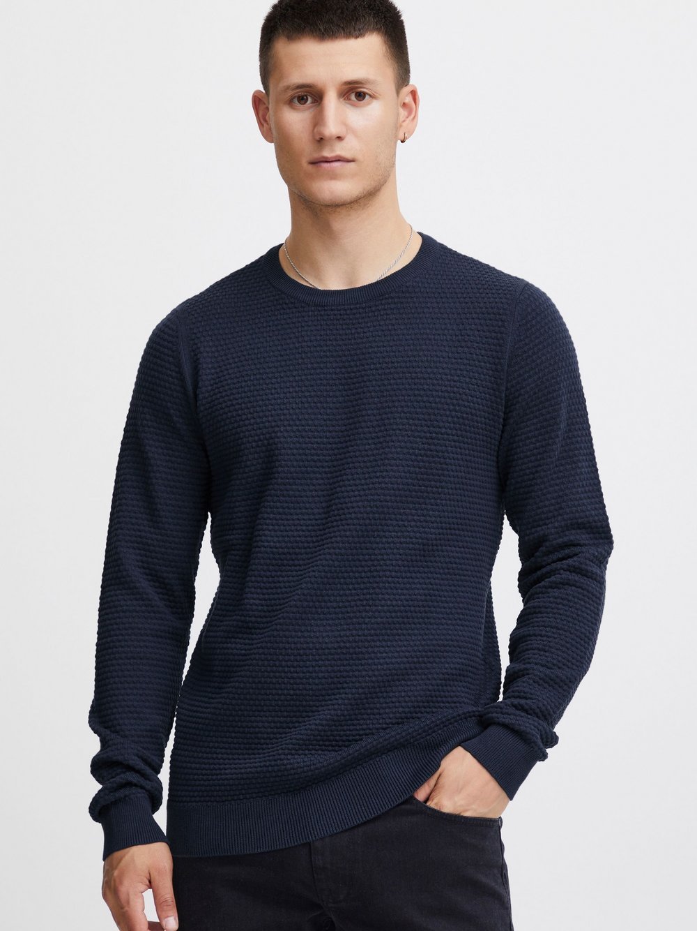 BLEND Strickpullover Herren Baumwolle blau, S