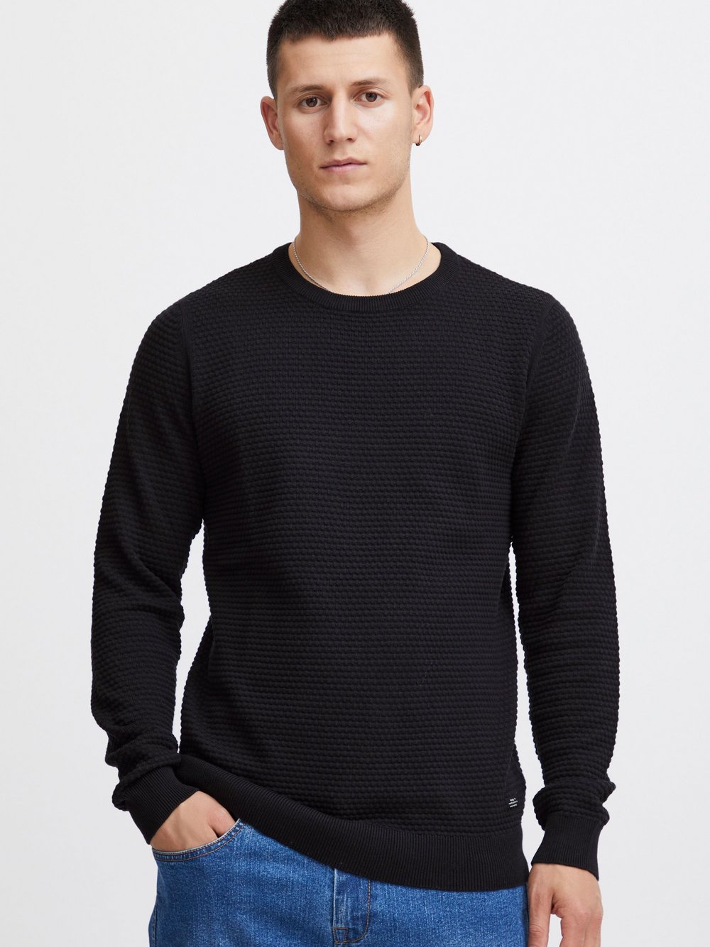 BLEND Strickpullover Herren Baumwolle schwarz, M