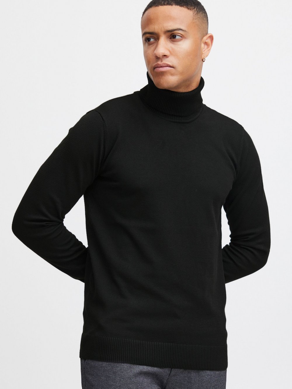 BLEND Rollkragenpullover Herren schwarz meliert, L