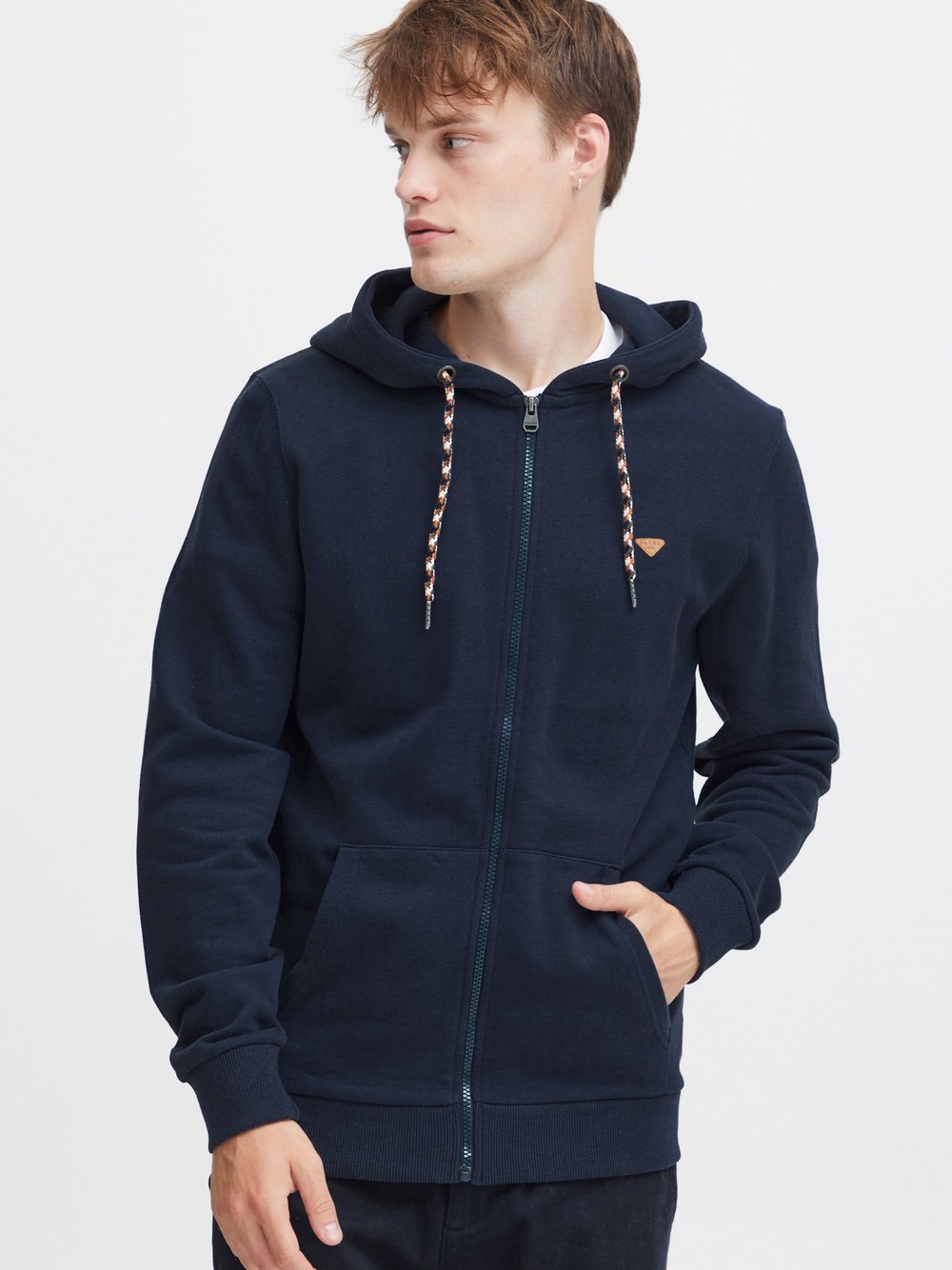 BLEND Kapuzensweatjacke Herren Baumwolle blau, L