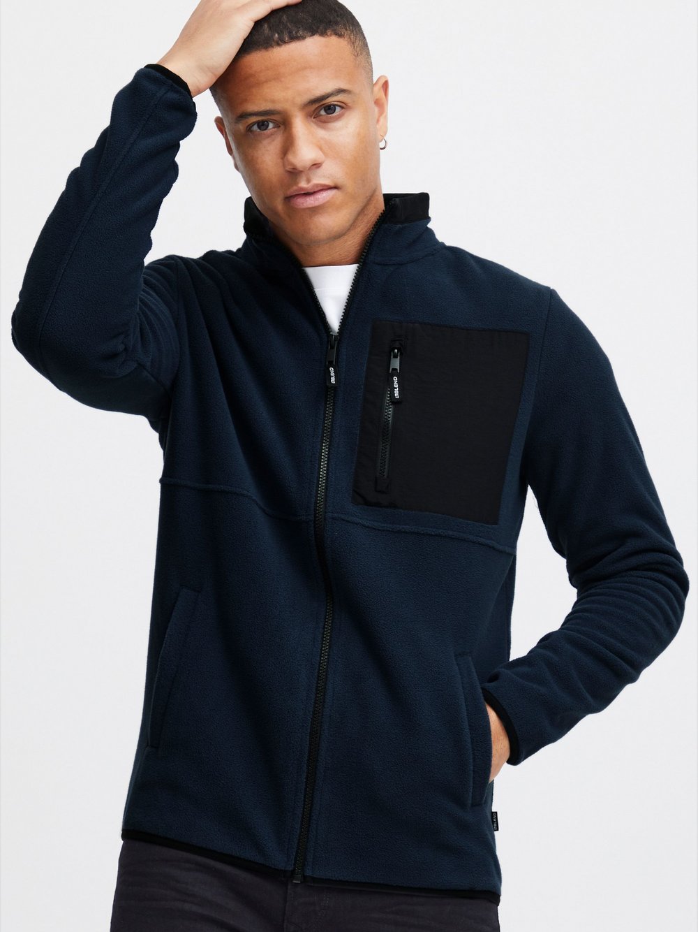 BLEND Fleecejacke Herren blau, XXL