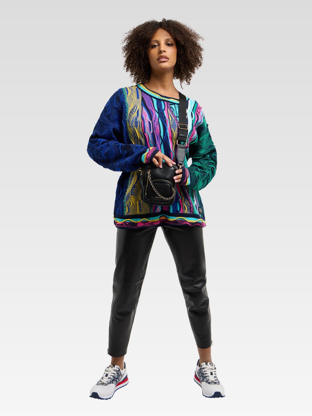 Carlo Colucci Umhängetasche  Damen Kunstleder schwarz gemustert, ONE SIZE