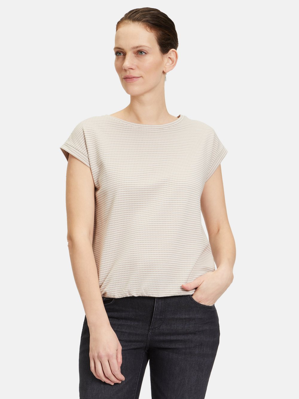 Betty & Co Casual-Shirt Damen Baumwolle beige gemustert, S