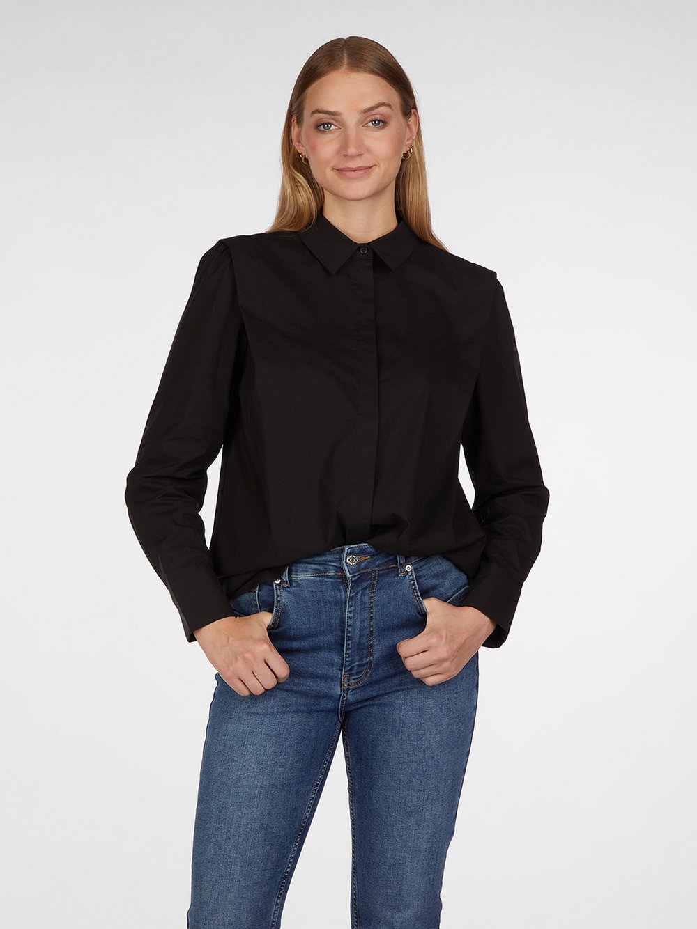 Lovely Sisters Bluse Damen Baumwolle schwarz, 44