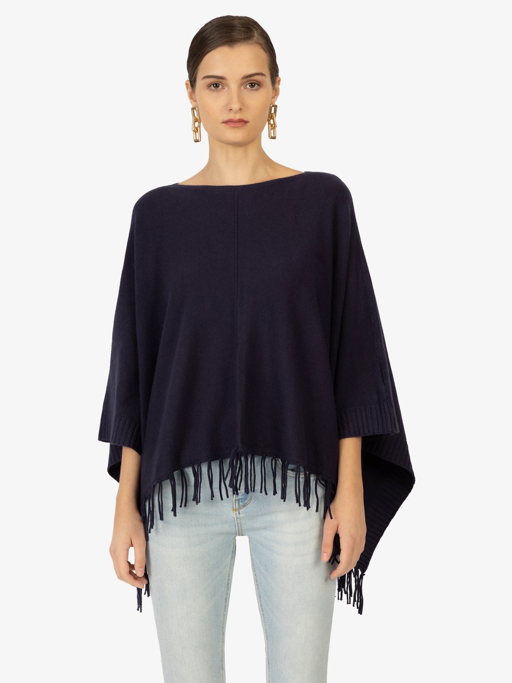 Kraimod Poncho Damen Viskose blau, XL