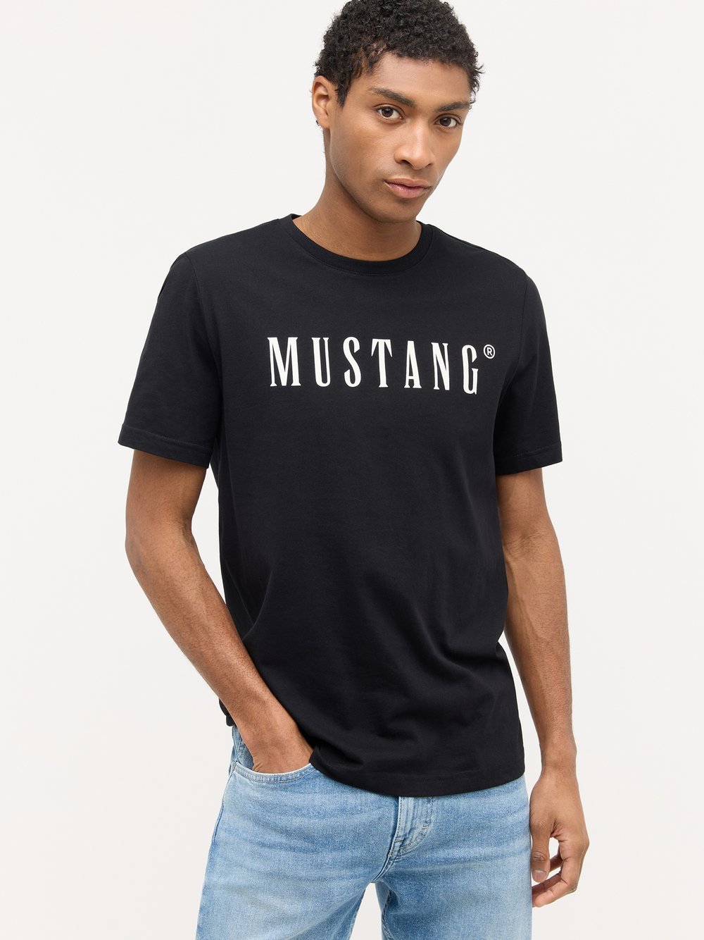 Thumbnail - Mustang T-Shirt Herren Baumwolle schwarz, 5XL