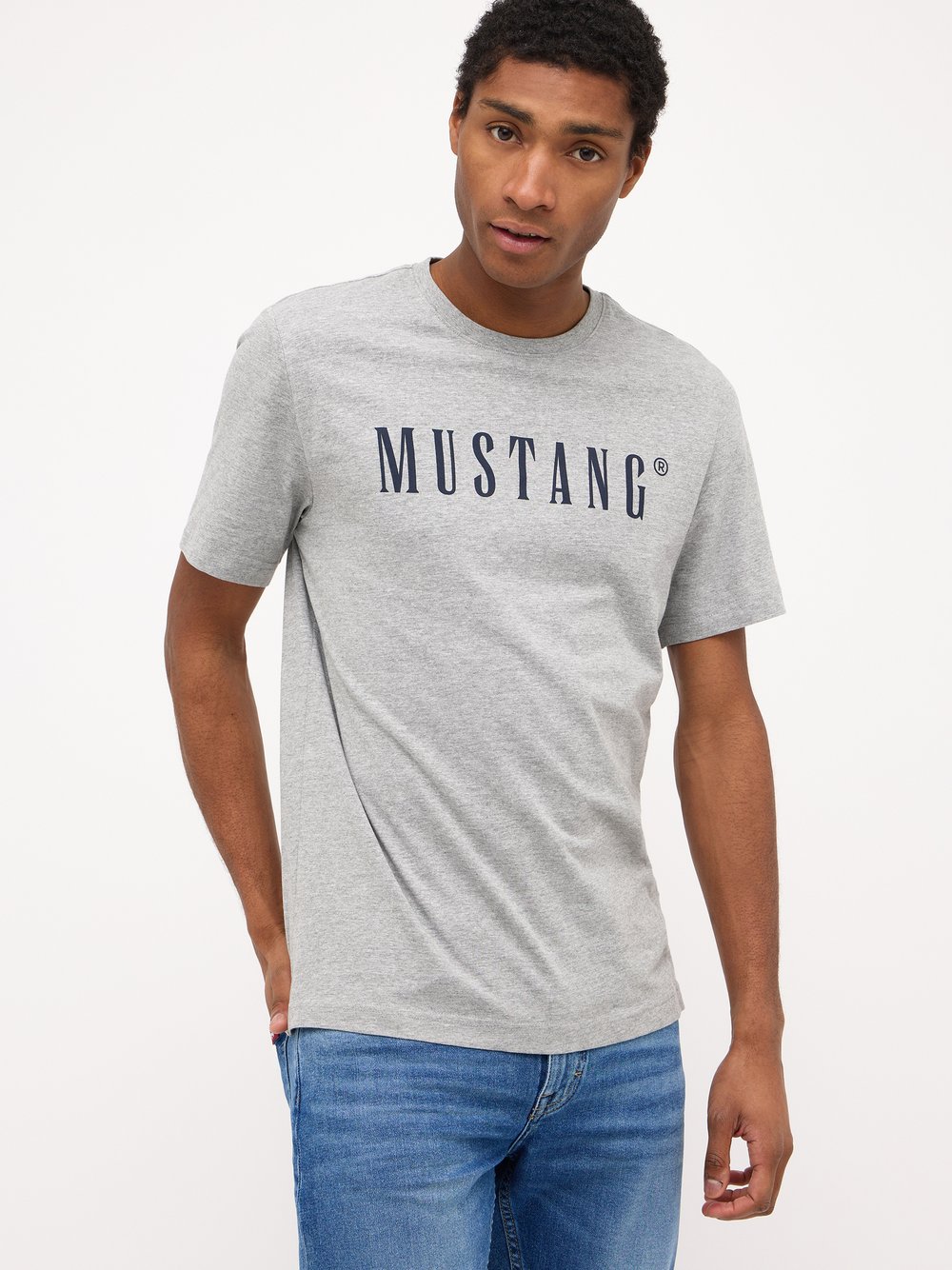 Mustang T-Shirt Herren Baumwolle grau, XXXXL