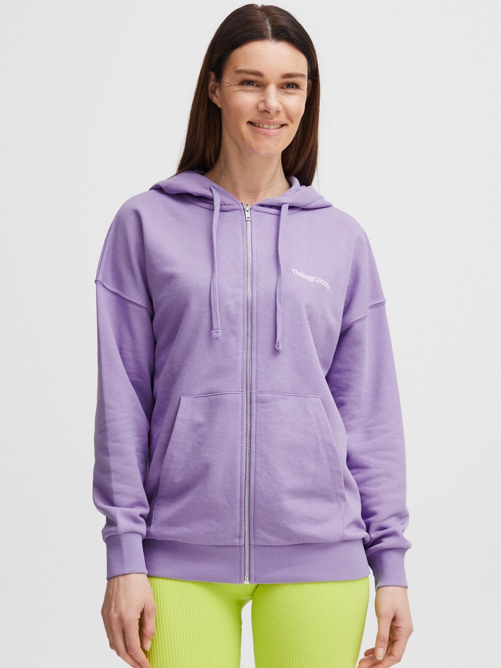 TheJoggConcept. Kapuzensweatjacke Damen Baumwolle lila, L