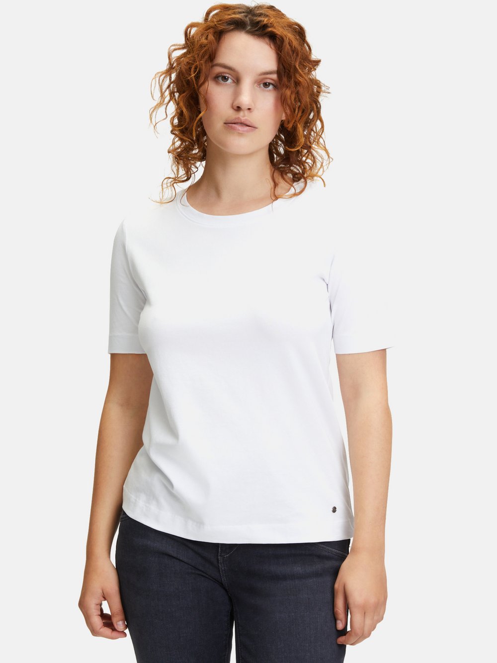 Betty & Co Basic Shirt Damen Baumwolle weiß, XXL