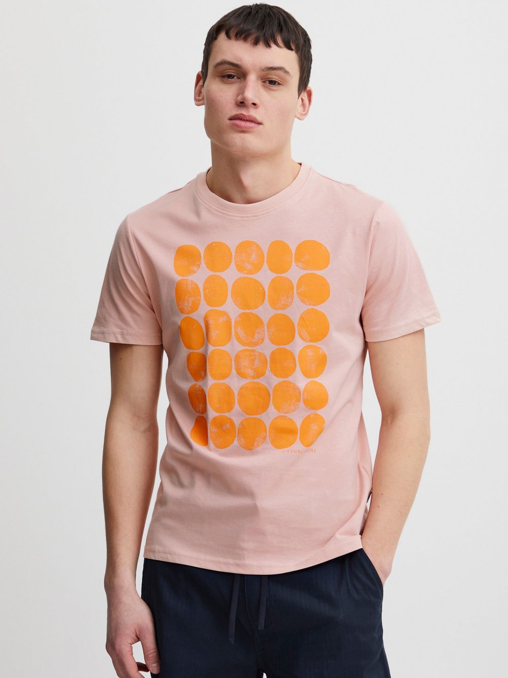 CASUAL FRIDAY T-Shirt Herren Baumwolle rosa bedruckt, L