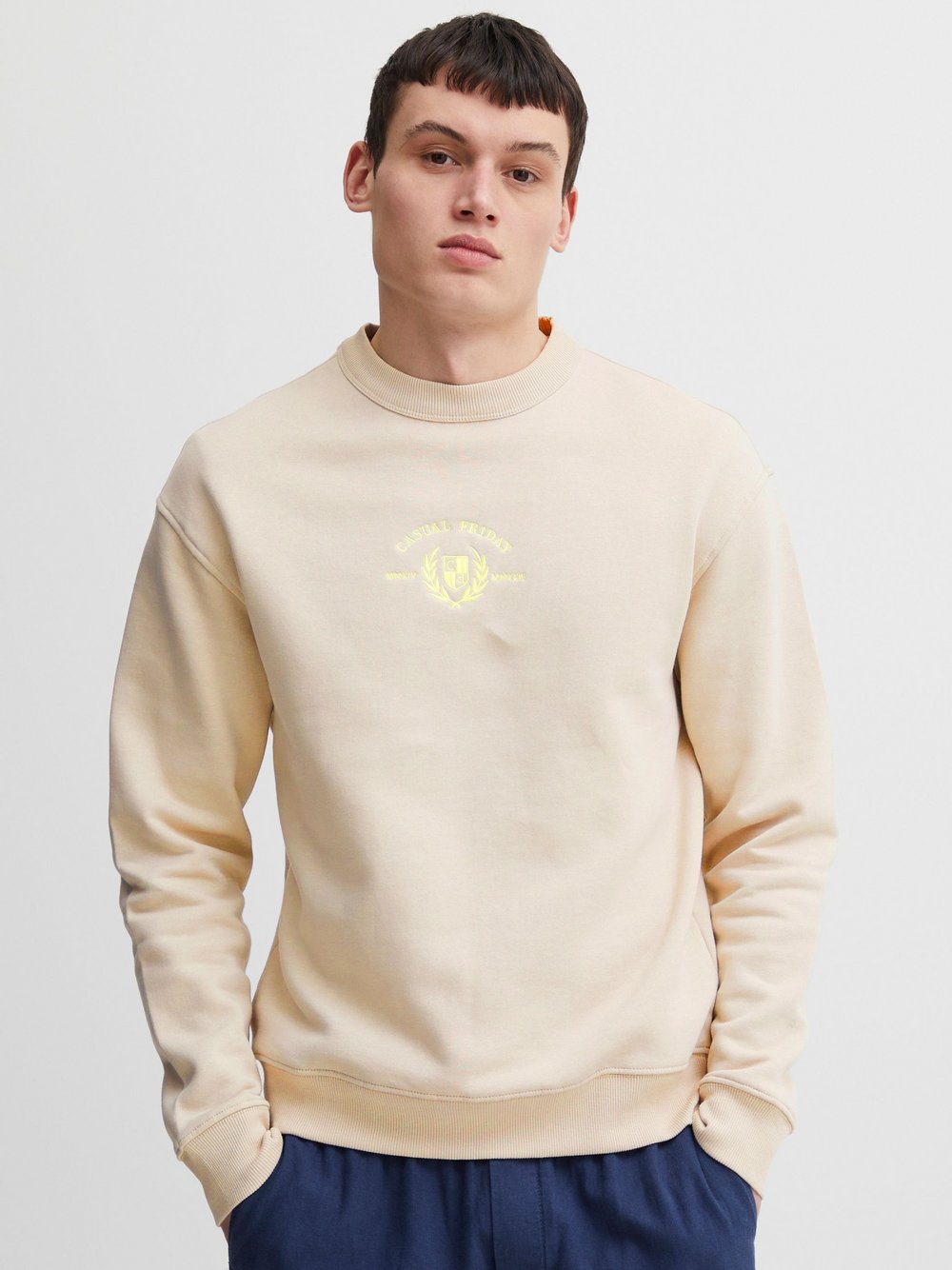 CASUAL FRIDAY Sweatshirt Herren Baumwolle beige gemustert, L