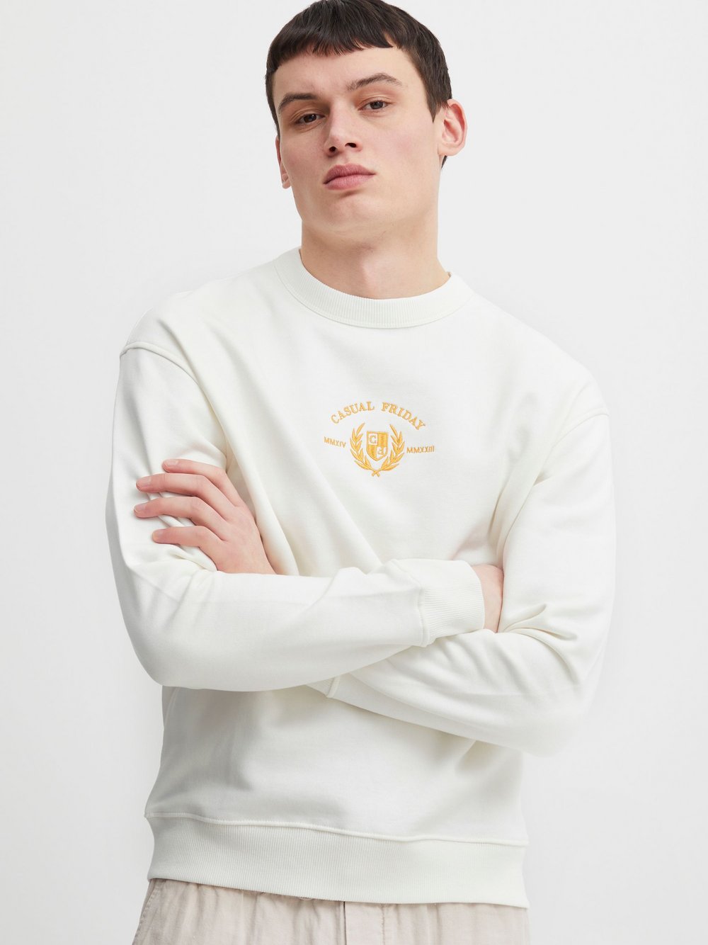 CASUAL FRIDAY Sweatshirt Herren Baumwolle weiß gemustert, S