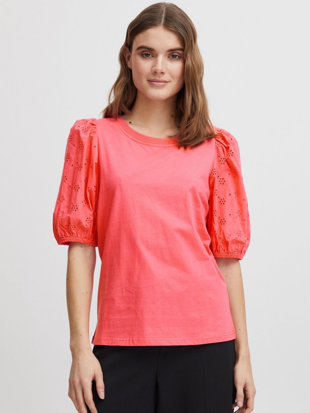 fransa T-Shirt Damen Baumwolle pink, S