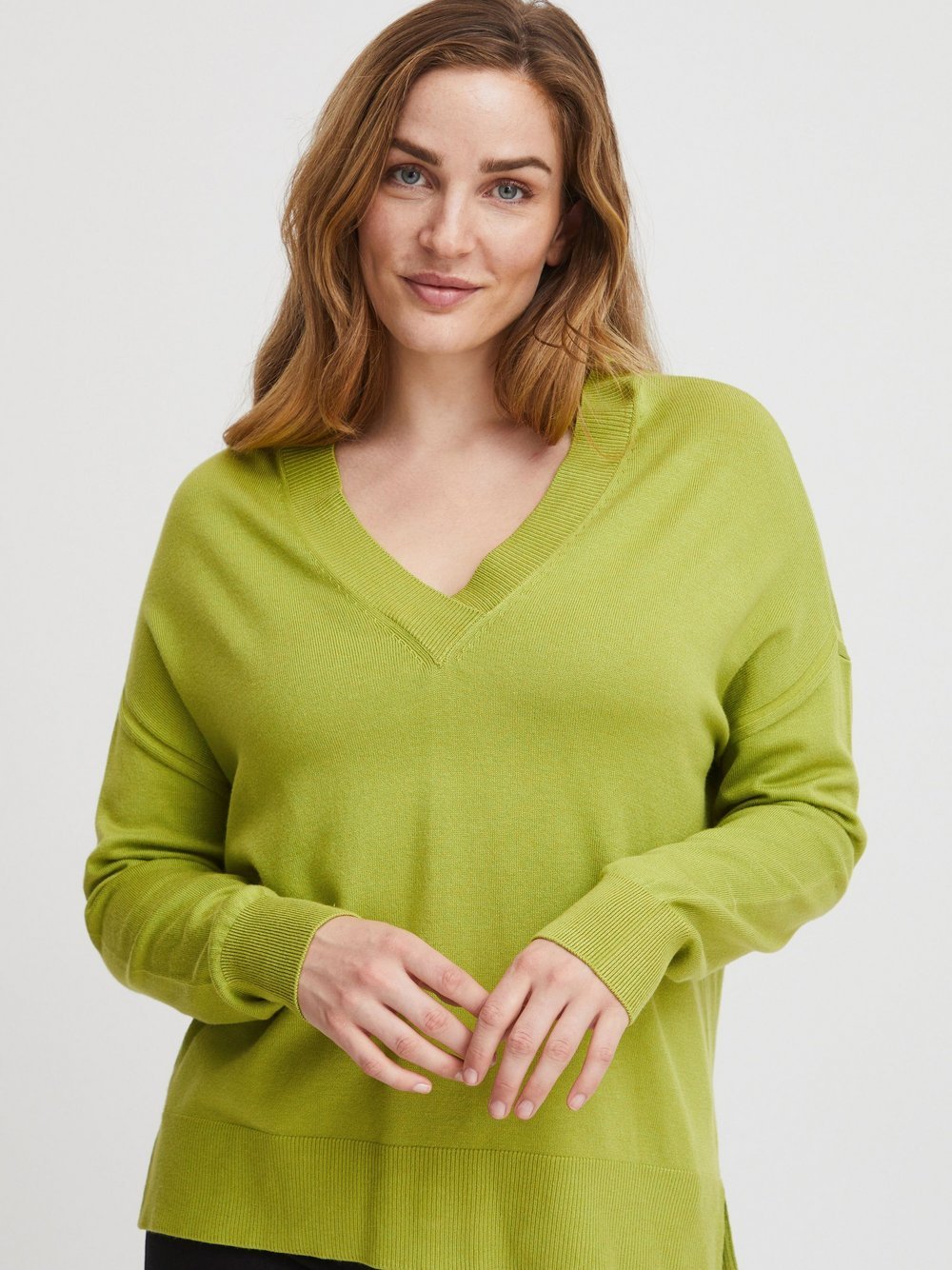 fransa Strickpullover Damen Viskose grün, XXL