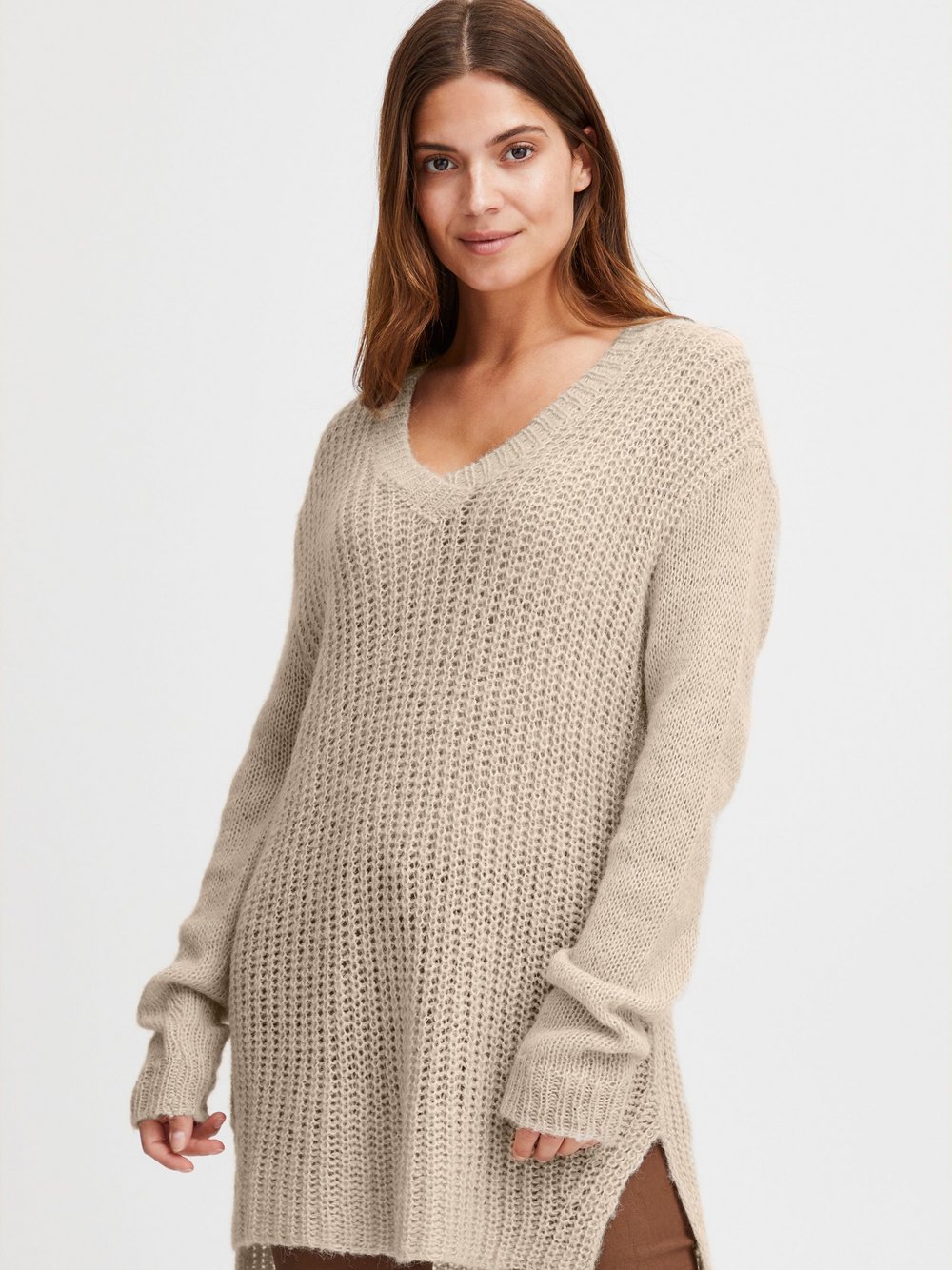 fransa Strickpullover Damen beige, M