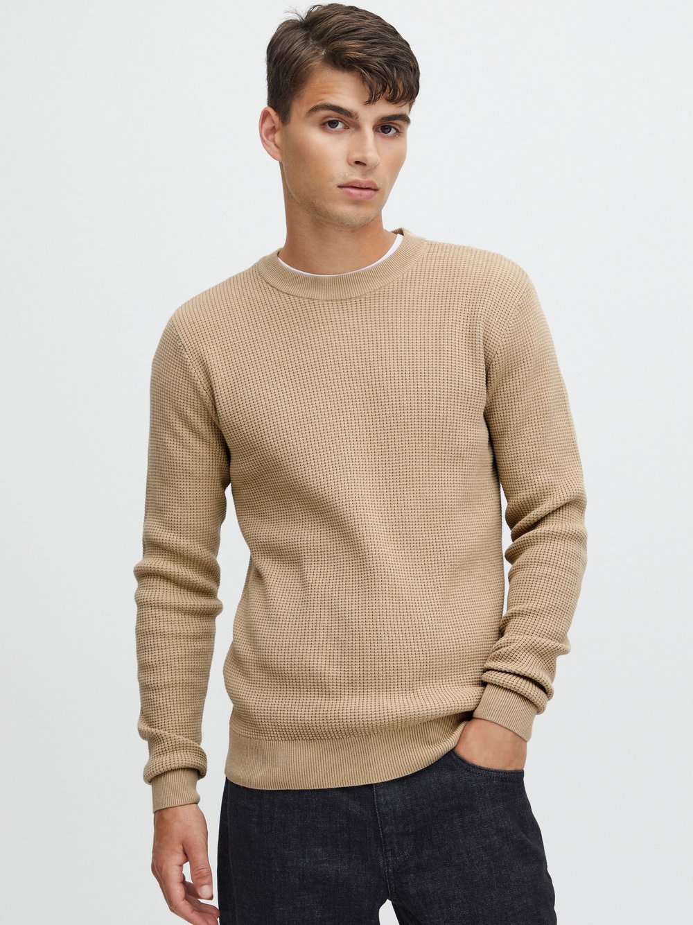 CASUAL FRIDAY Strickpullover Herren Baumwolle beige, XXXL