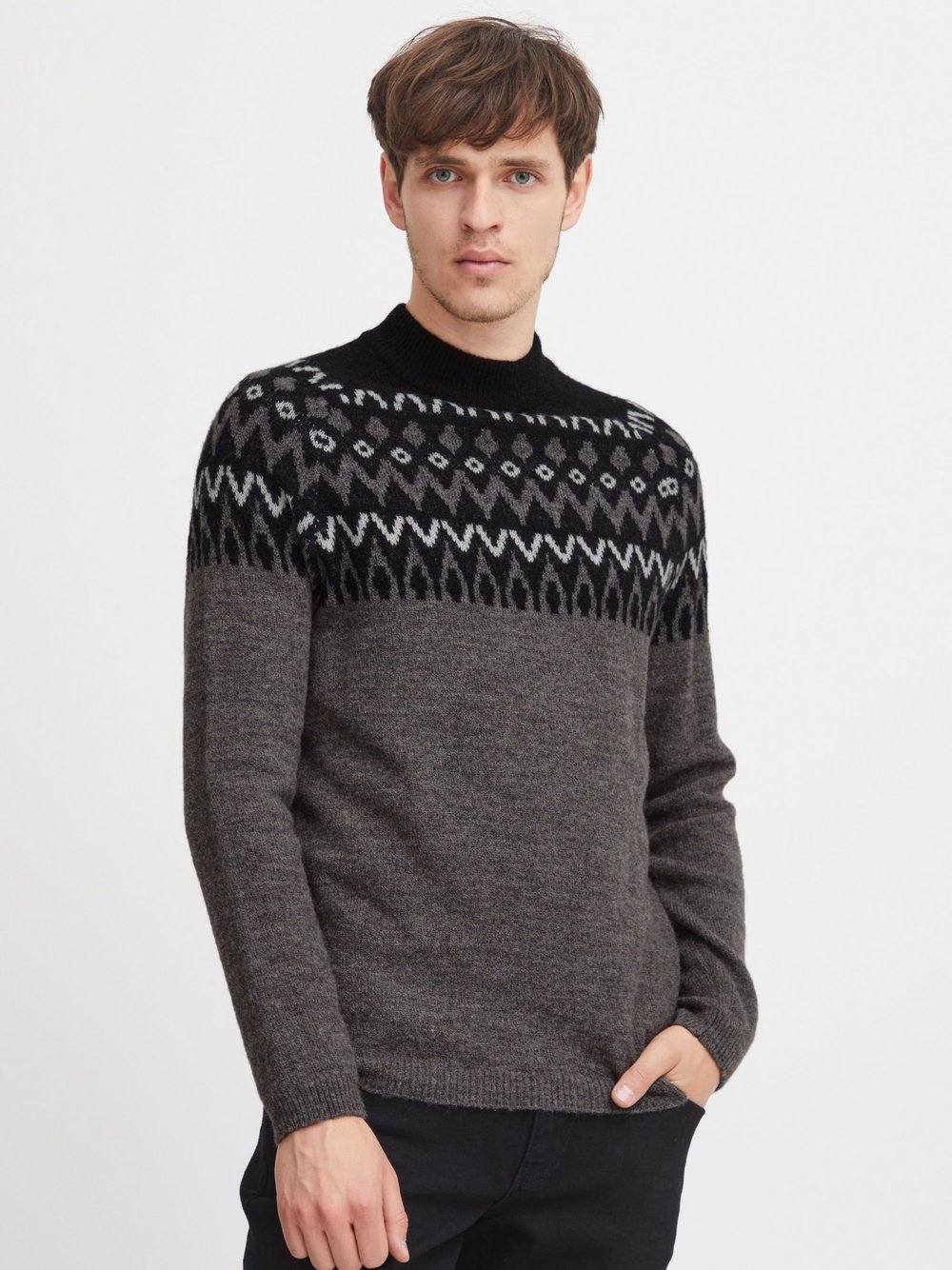 CASUAL FRIDAY Strickpullover Herren grau gemustert, XXXL