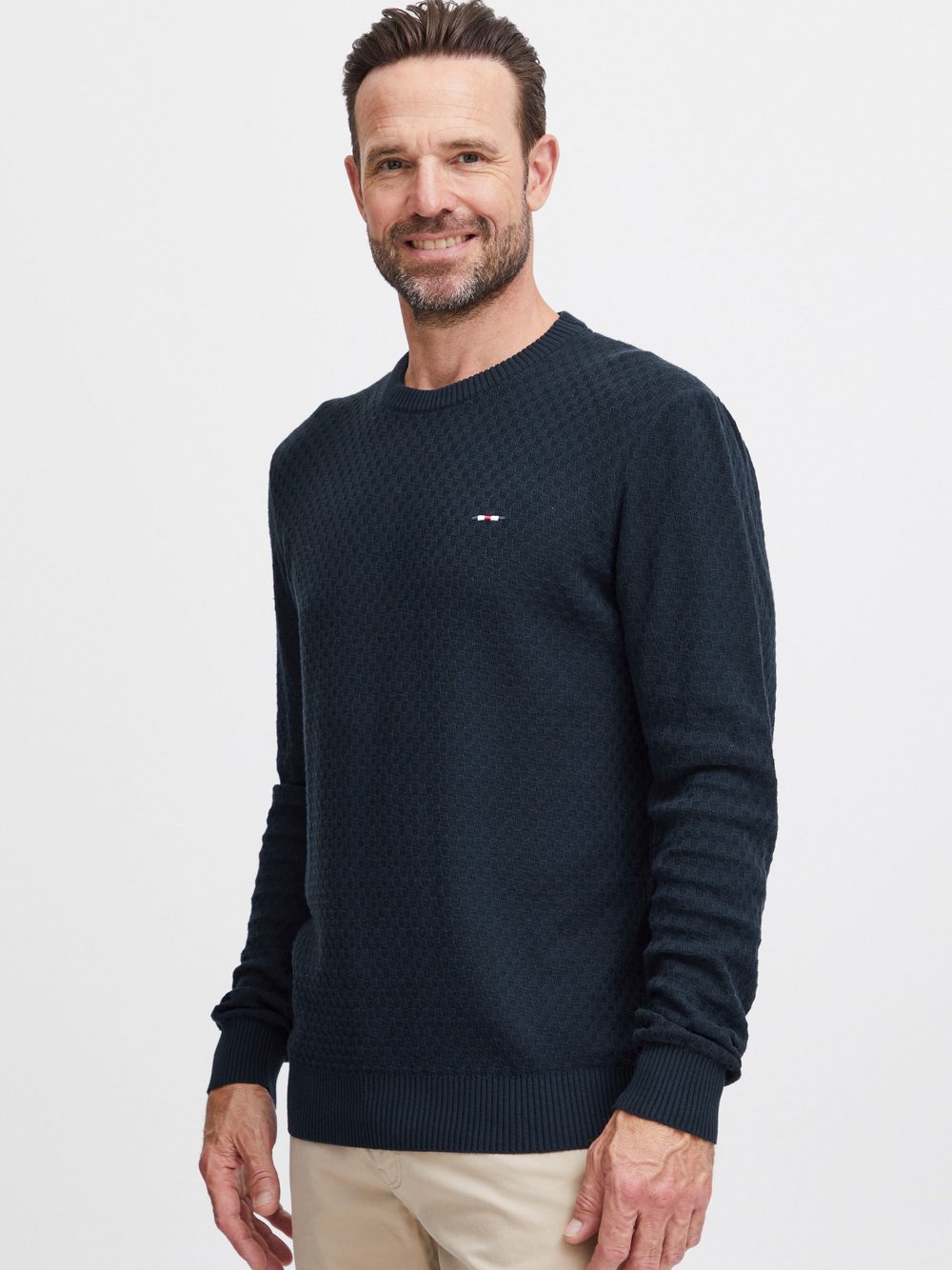 FQ1924 Jacquardpullover Herren Baumwolle blau, M