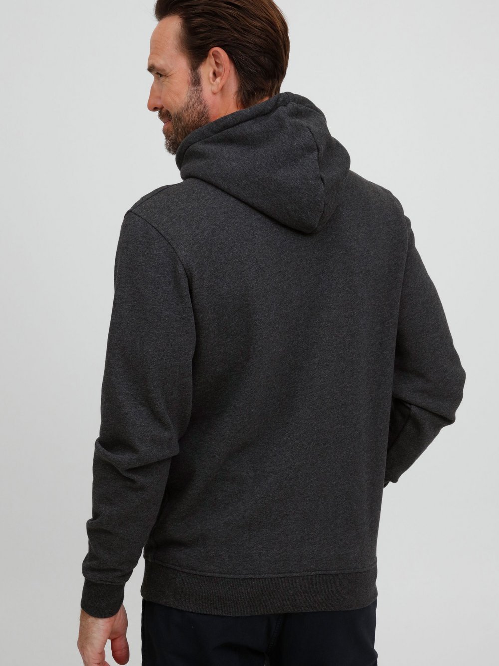 FQ1924 Hoodie Herren Baumwolle grau bedruckt, L