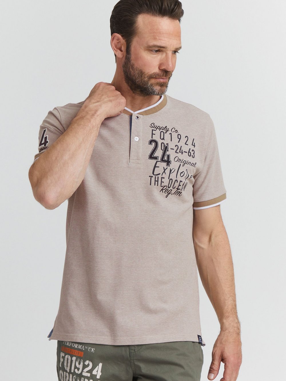 FQ1924 T-Shirt Herren Baumwolle beige, XL