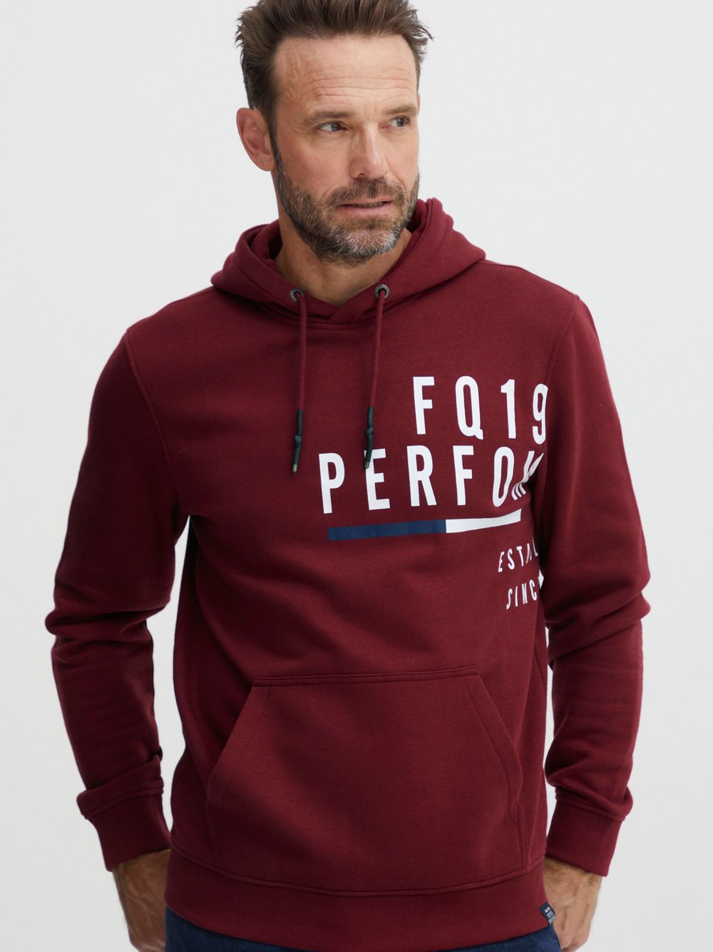 FQ1924 Hoodie Herren Baumwolle rot bedruckt, L