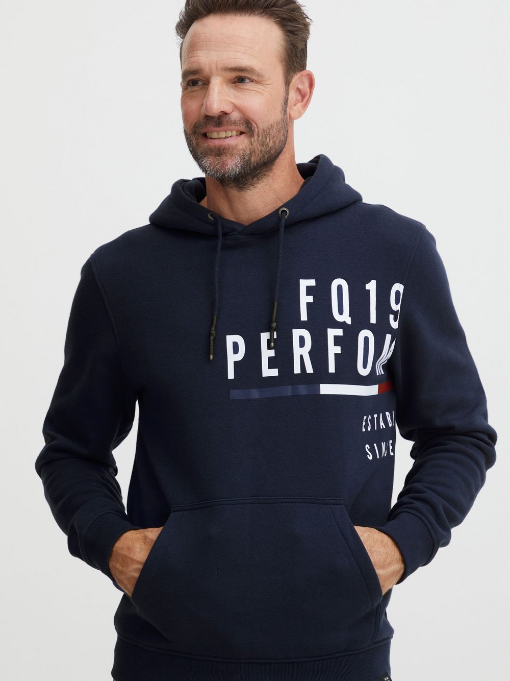 FQ1924 Hoodie Herren Baumwolle blau bedruckt, L